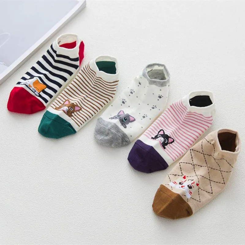 5 пар/лот женские носки с животными из мультфильма кот &quot Джокер хлопковые