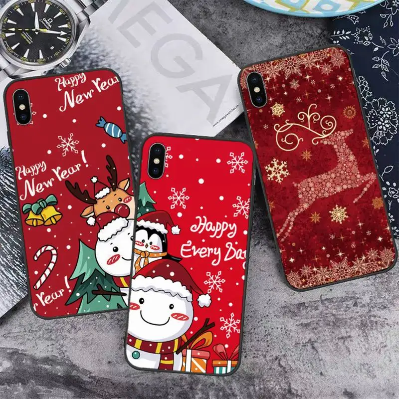 

New year merry christmas Phone Case for iPhone 11 12 13 pro XS MAX 8 7 6 6S Plus X 5S SE 2020 XR mini