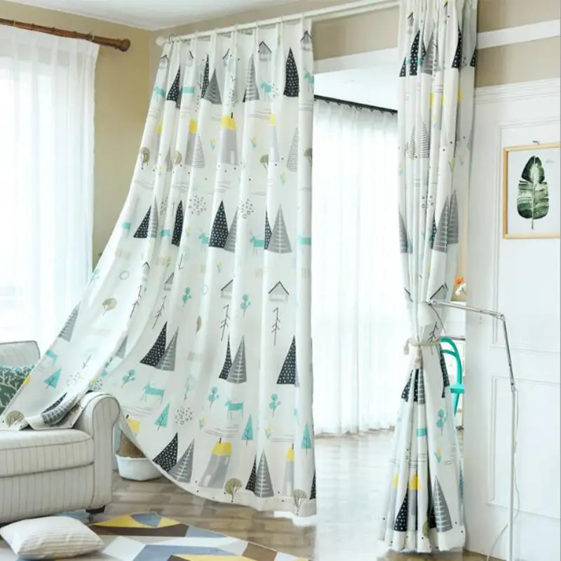 Шторы с цифровым принтом растений деревьев животных леса полузатененные жалюзи