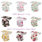 Маски для взрослых с цветочным принтом, одноразовая маска для лица, трехслойная ткань из мелтблауна, искусственная кожа, маска для косплея на Хэллоуин