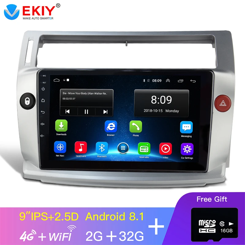 Автомагнитола EKIY 9 ''ips 2.5D Android 8 1 для Citroen C4 C Triomphe Quatre 2004 2009 Автомобильный Dvd