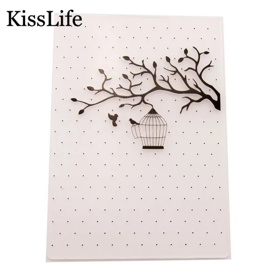 2019 New Tree Branches Cute Birds Cage Circle Dots Plastic Embossing Folders for Scrapbooking Paper-card Christmas | Дом и сад