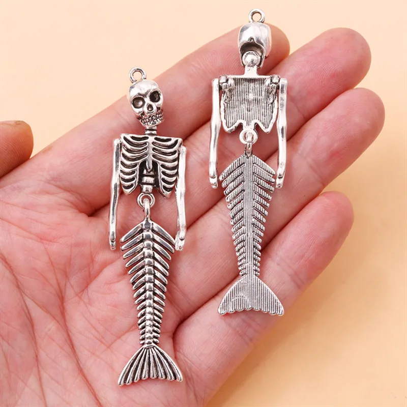 4 шт. Ретро Стиль рука регулируемый Русалка Скелет Кулон Панк ожерелья сделай сам