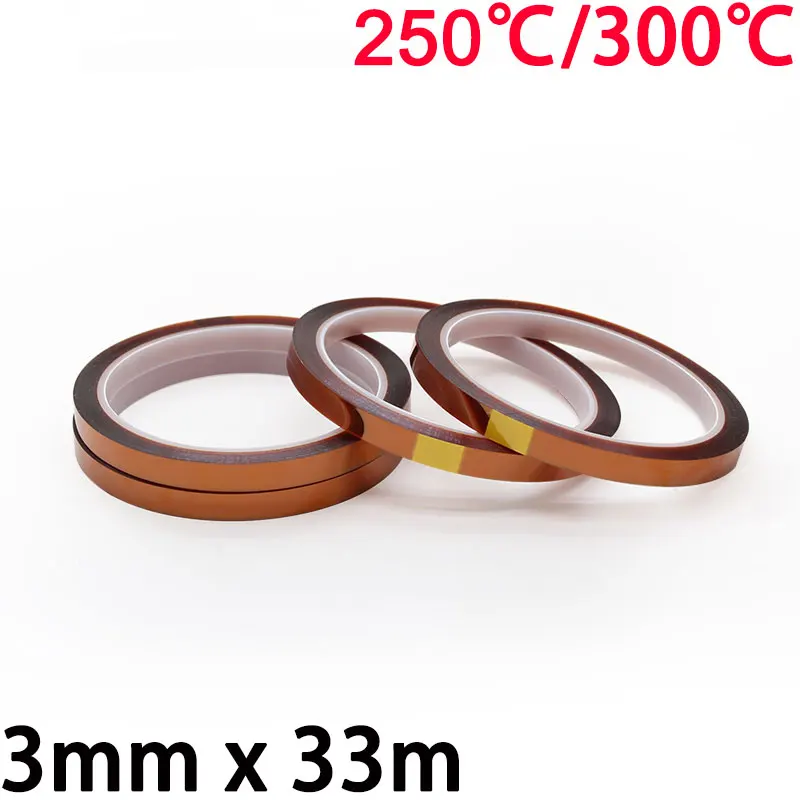 

3mm x 33m 3D Printer Parts High Temperature Resistant Heat BGA Kapton Polyimide Insulating Thermal Insulation Adhesive Tape