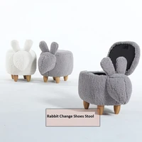 creative rabbit shoe bench american solid wood footrest shoes stool modern minimalist stool