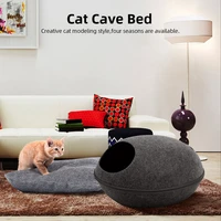 cat bed cave sleeping bag zipper egg shape felt cloth cat house bed for cats dog animals beds nest cushion pet supplies