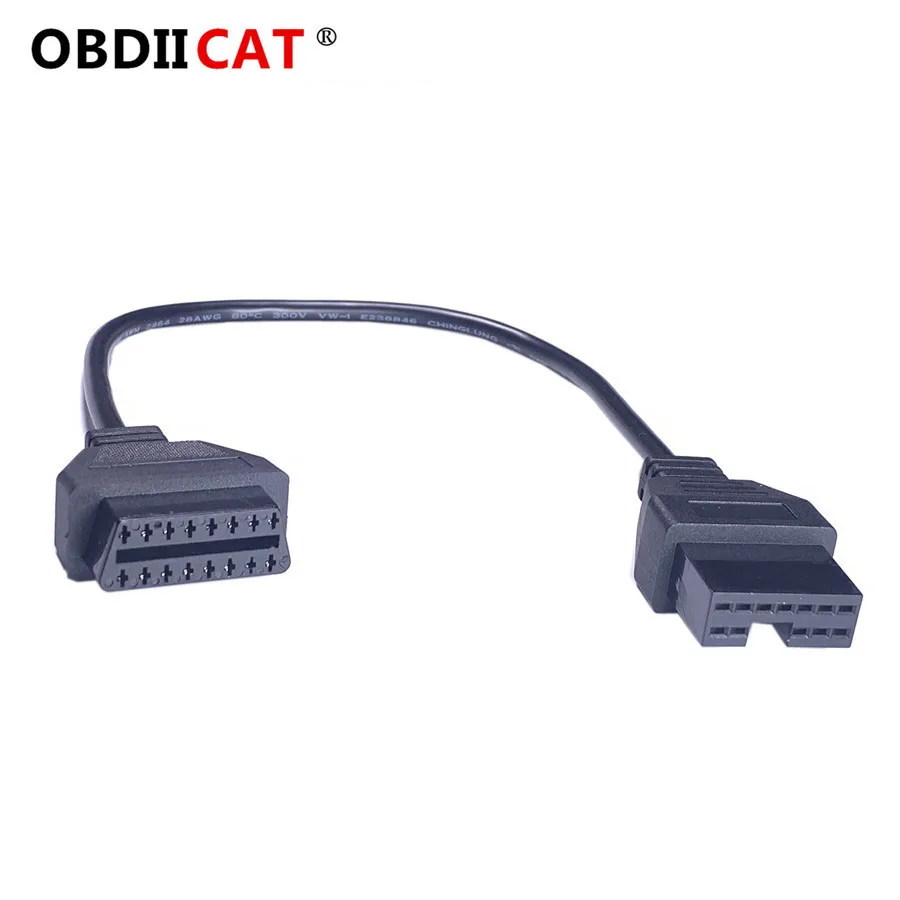 10 шт./лот 12Pin OBD2 Кабельный разъем до 16 Pin для M-its-ubishi 12 OBD адаптер II кабель