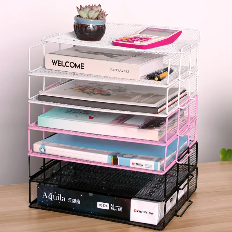 Офисный Настольный многослойный металлический стеллаж для файлов формата А4