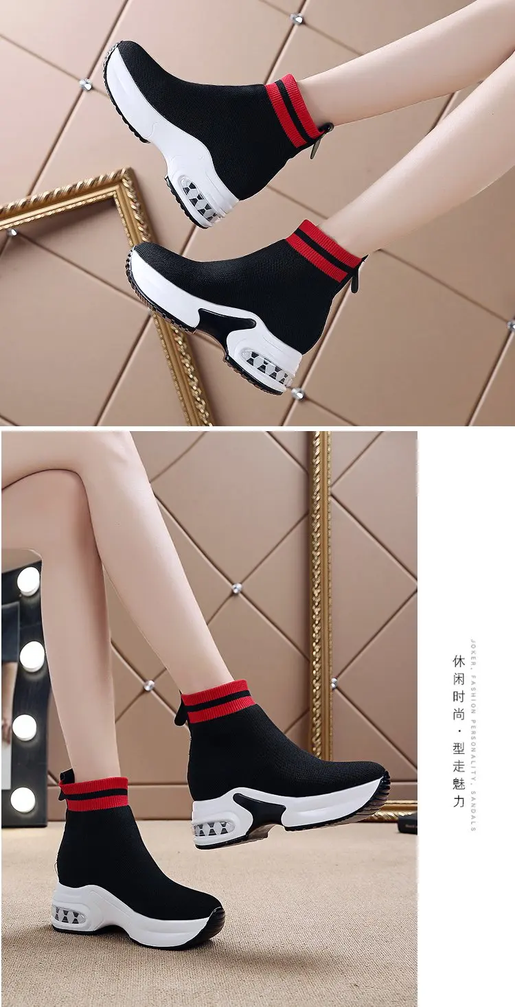 New Platform Sneakers Shoes Breathable Casual Shoes Woman Fashion Height Increasing Mesh Ladies Shoes Slip-On Chaussure Femme