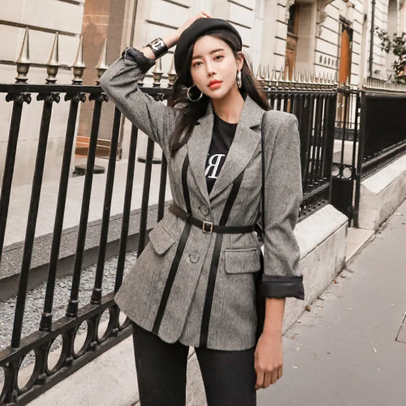 Новый Винтажный однобортный клетчатый женский пиджак с карманами женские ретро