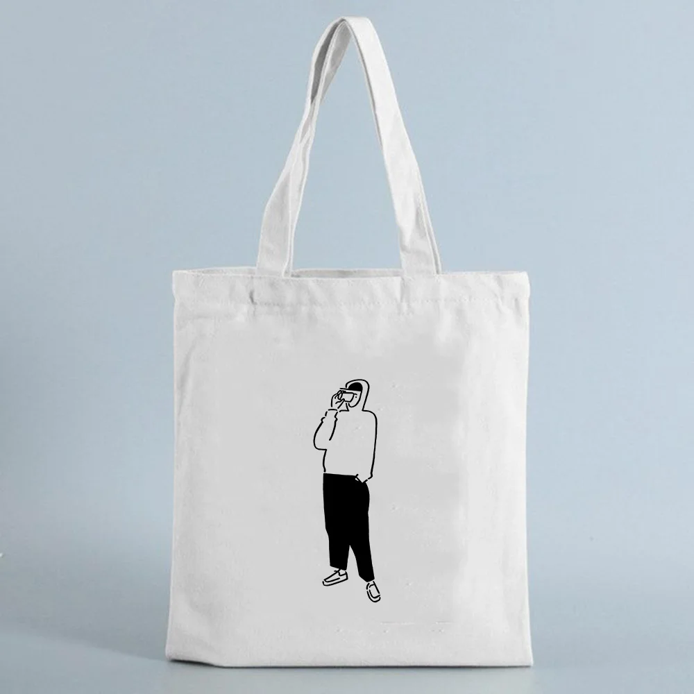 

Women Canvas Shopping Tote Bag Cartoon character Pattern Reusable Female Shopper Bag Fashion Eco Travel Bags Ladies canvas Bags