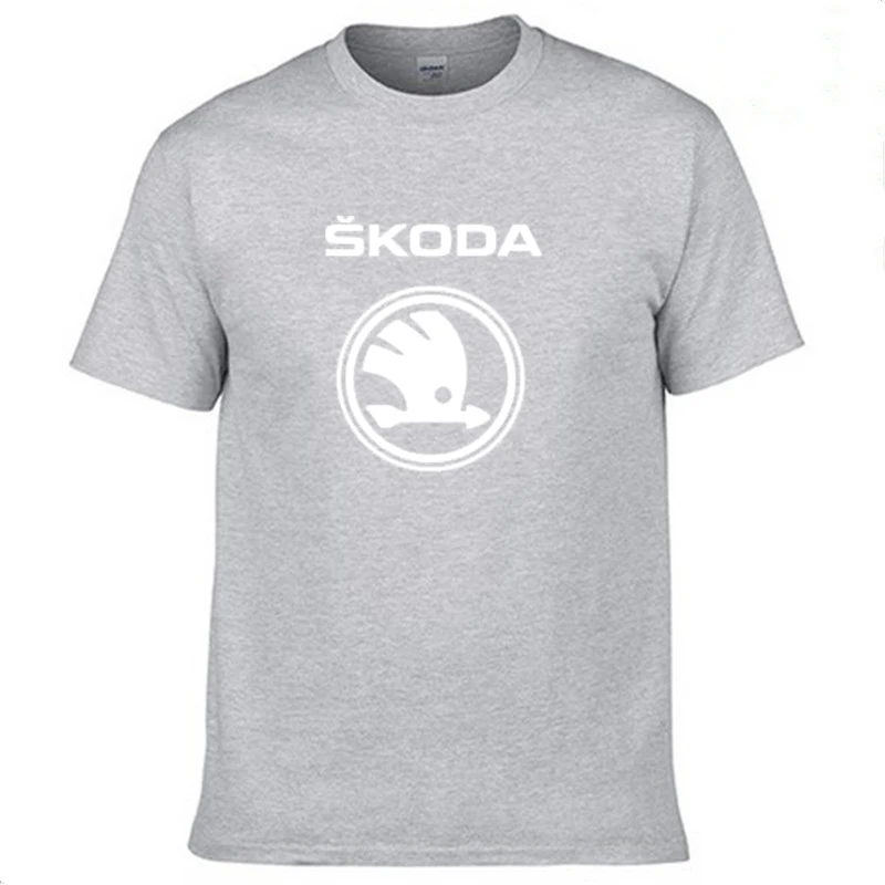 

Skoda Logo Short Sleeve T Shirt Men Solid Color Cotton Streetwear Hip-Hop Harajuku Summer