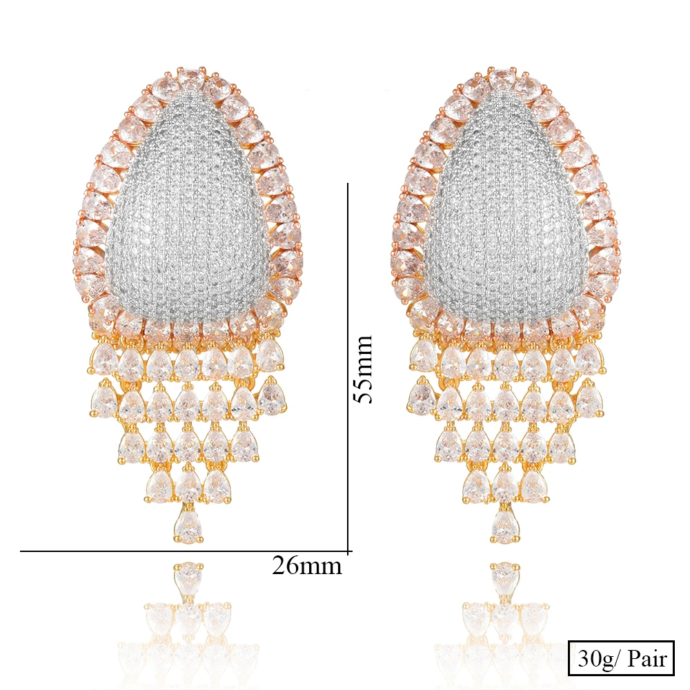 

GODKI Luxury Vintage Statement Hoop Earrings For Women Wedding Party Cubic Zircon DUBAI Bridal Round Circle Hoop Earrings