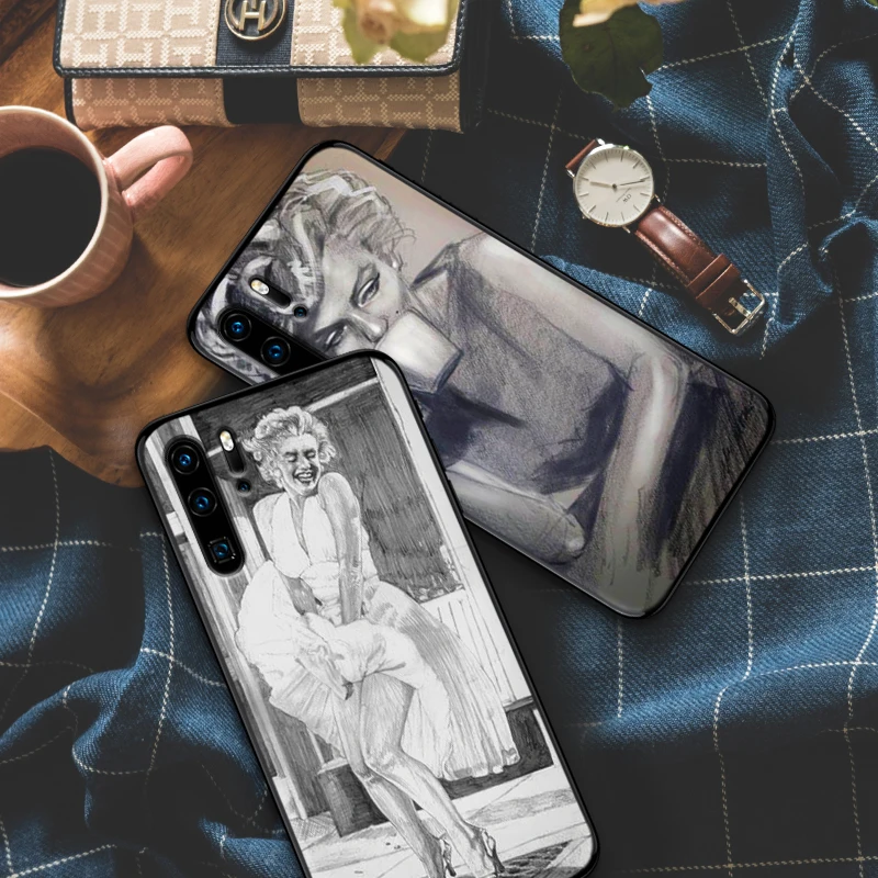 Эскиз Мэрилин Монро мягкий силиконовый телефон чехол для Huawei P10 P20 2019 P8 P9 Mini P30 LITE P