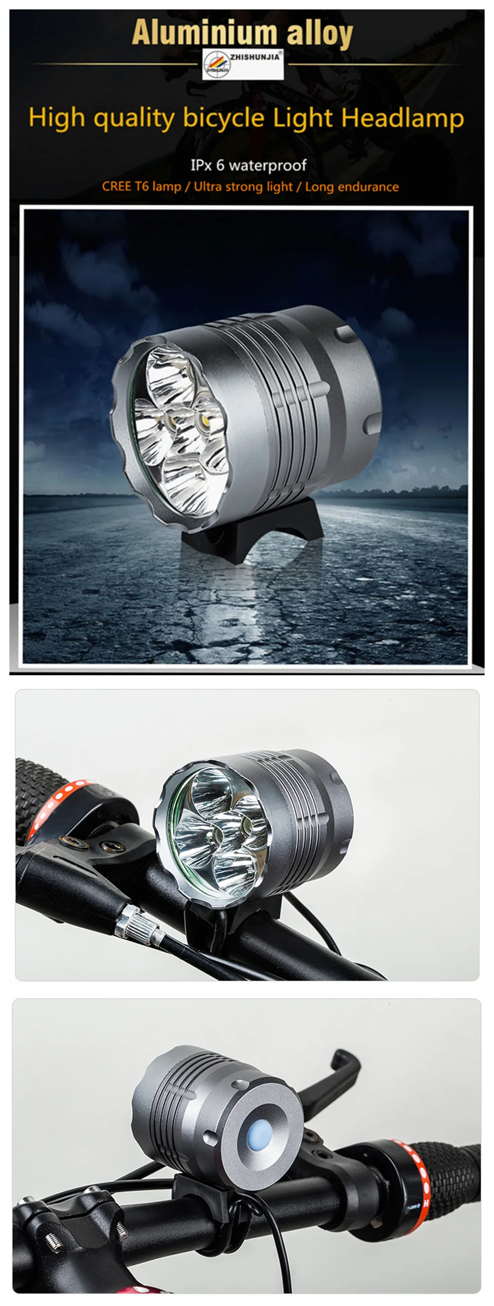 ZHISHUNJIA ZSJ005 Велосипедные фары 5 X Cree XM-L T6 4000lm 3 режима велосипедные фонари 6x18650 сумка для велосипеда на передней раме свет