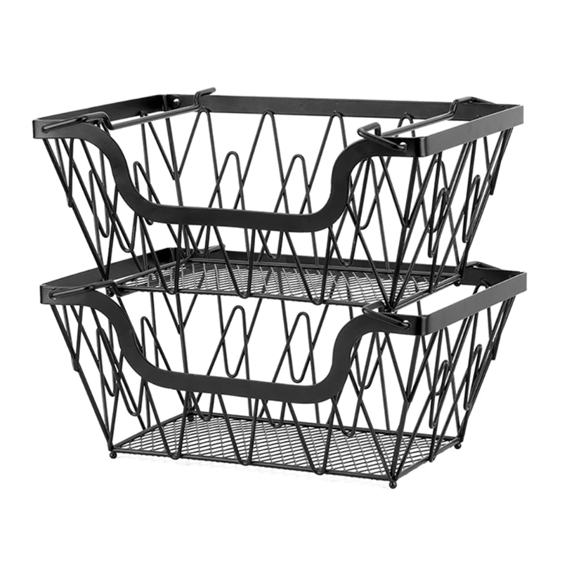 

2 Tier Metal Fruit Basket Display Stand Vegetables Fruits Bread Counter Storage Organizer for Kitchen Bathroom