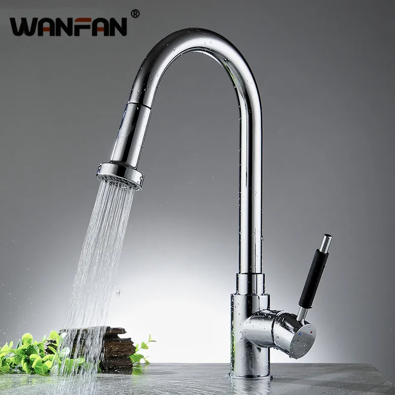 Современный кухонный кран выдвижной 360 Поворотный носик 2 режима смеситель для