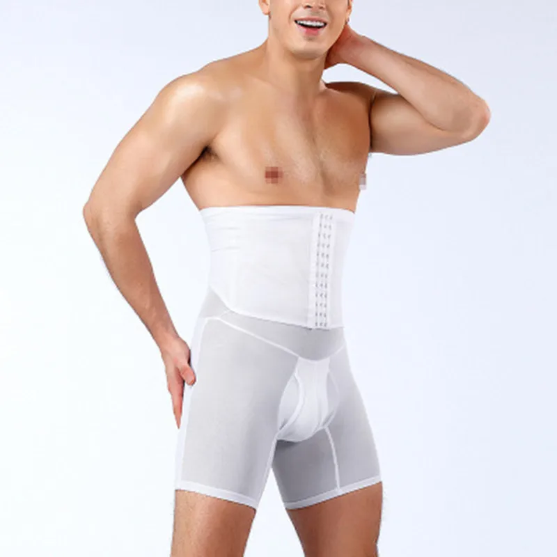 

2020 New Men's spanx large size abdominal underwear breathable tight height waist band waist lift hip plastic leg spanx