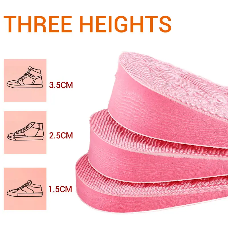 Women Height Increase Insole Templates For Feet Memory Foam Wedge Inner Inserts Shoes Female Heighten Pad Growing Sole Insoles