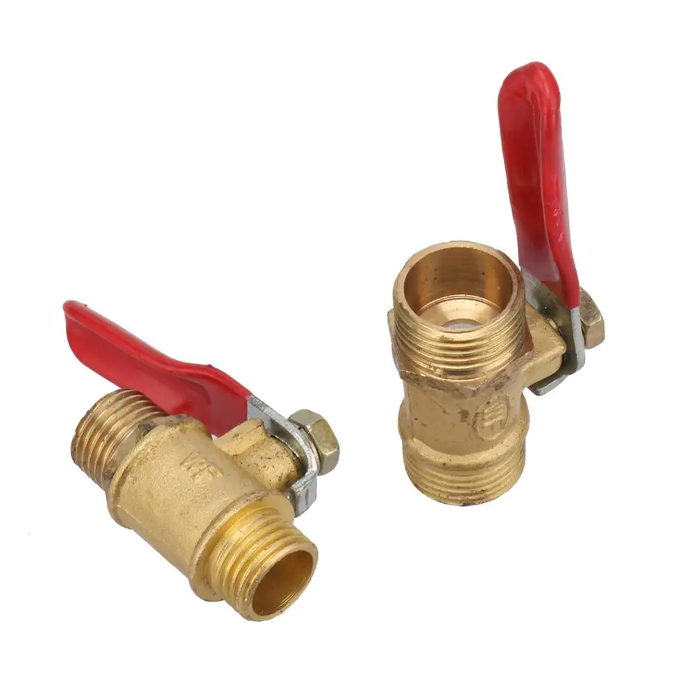 Латунный шаровой кран 1/4 &quot3/8&quot Папа-папа BSP резьба с красной рычажной ручкой