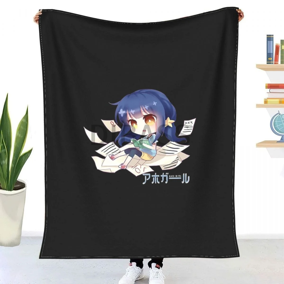 

Aho Girl Chibi Throw Blanket 3D Printed Flannel Throw Blanket