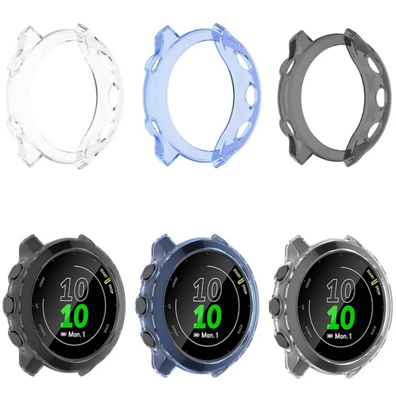 

TPU Soft Edge Shell Glass Screen Protector Film Case Frame For Garmin Forerunner 158/55 Fr158 Fr55 Watch Protective Bumper Cover