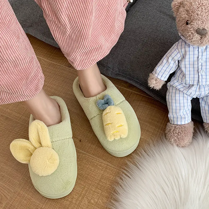 

Ladies Slipper Rabbit Carrot Home Shoes Women Furry Floor Slide Winter Non-slip Plush Fur Warm Women Slipper