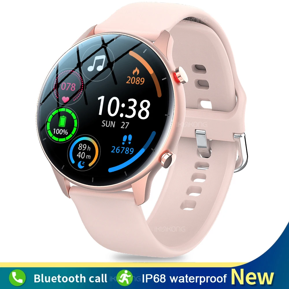 

Super Slim Fashion Women Smart Watches Full Touch Round Screen 2021 New Smartwatch Woman Heart Rate Monitor For Android And IOS