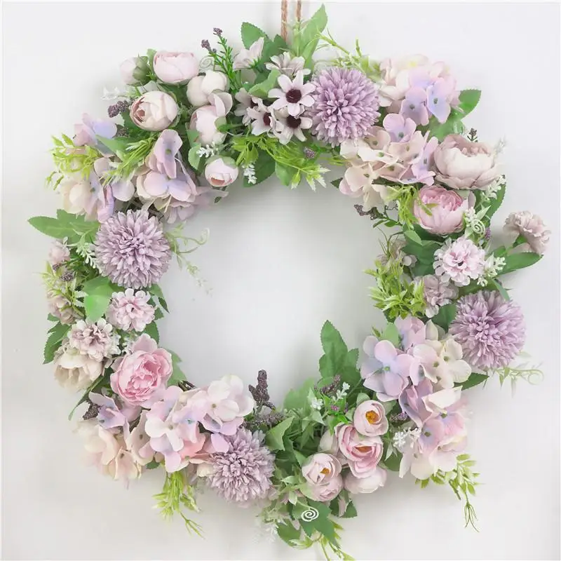 Light purple Имитация венка, украшения с изображением дверей, красочная гирлянда, украшение на окно, свадебное украшение, реквизит для фотосъемки, пион, гортензия - Цвет: Light purple