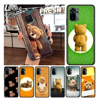 cute animal bear for xiaomi redmi note 10 10s 9 9t 9s 9pro max 8t 8pro 8 7 6 5 pro 5a 4x 4 soft black phone case