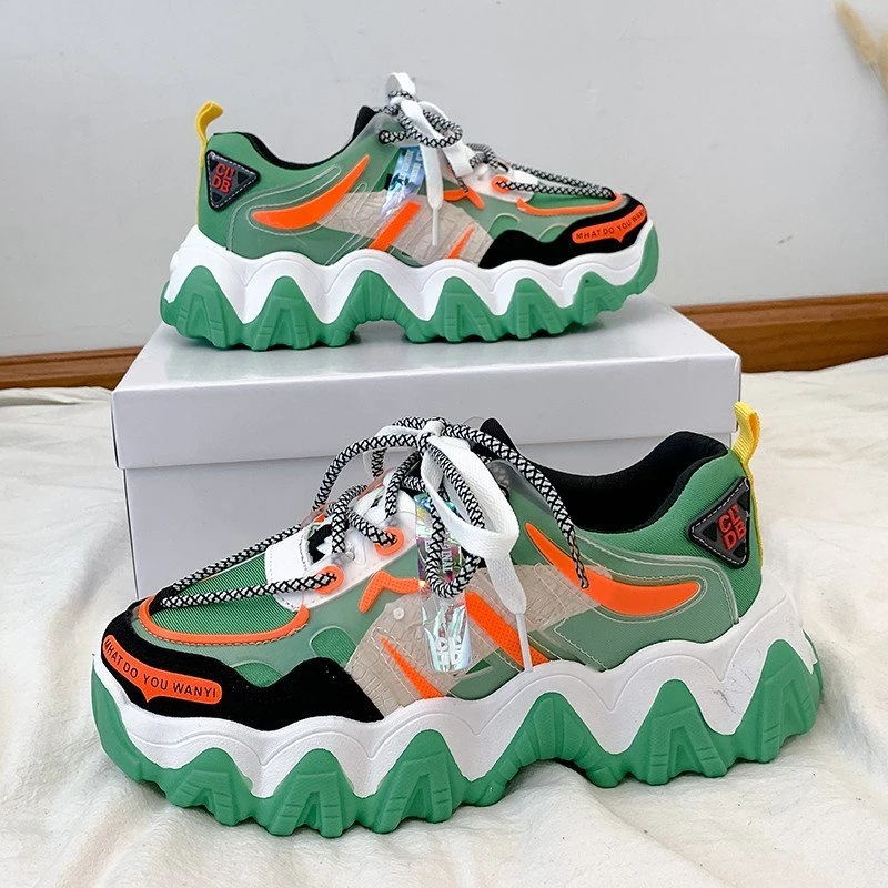 

2020 Autumn Chunky Sneakers For Women Luxury Designers Fashion Platform Casual Shoes Woman Thick Soled Dad Shoes Ladies Size 42