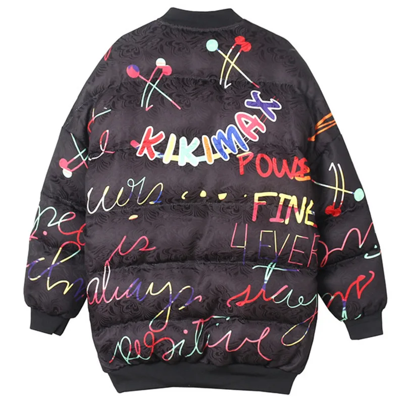 

clothing New loose coat bread jacket female 2021 cartoon thick quilted graffiti long coat