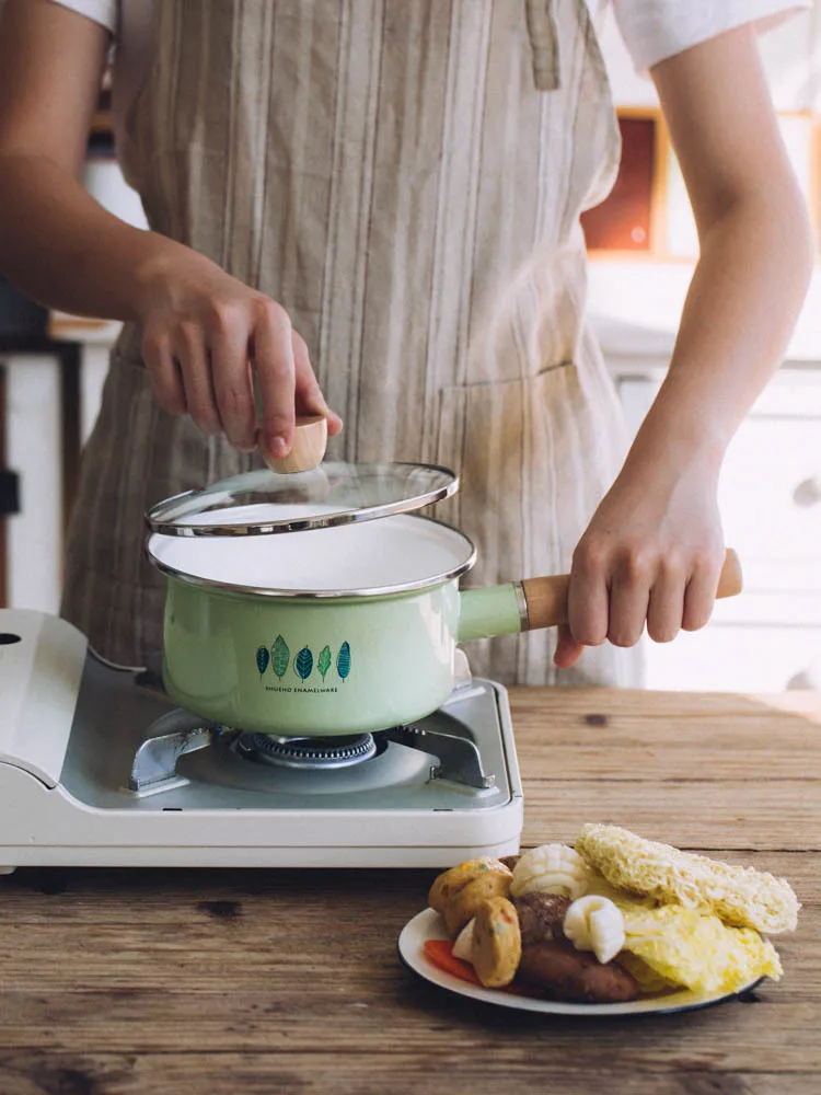 Деревянная стеклянная крышка с одной ручкой фарфоровая эмалированная детская