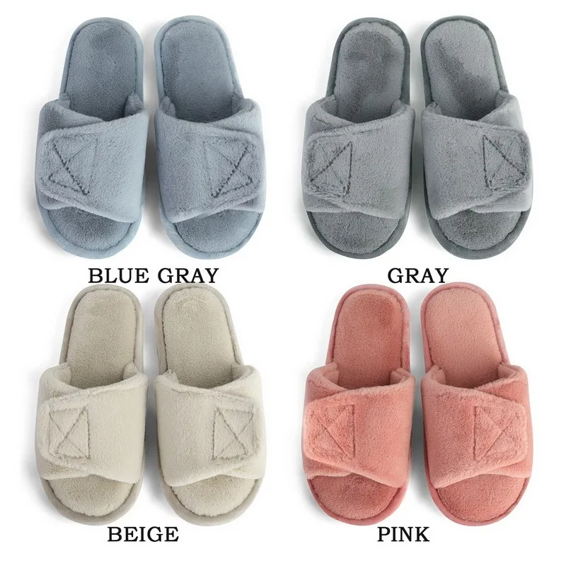 

Luxury Faux Suede Home Women Full Fur Slippers Winter Warm Plush Bedroom Non-Slip Couples Shoes Indoor Ladies Furry Slippers