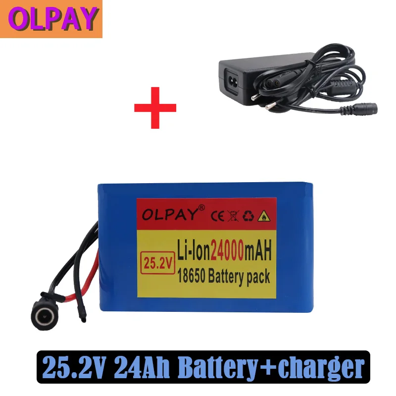 

6S5P 24V 24Ah 25.2V lithium battery pack batteries for electric motor bicycle ebike scooter wheelchair cropper with BMS+ charger