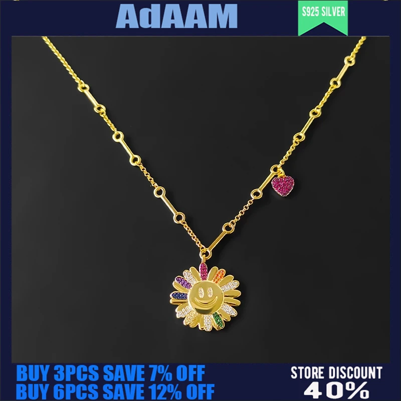 

Golden Yellow Heart-shaped Daisy Sun Necklace Female S925 Sterling Silver June New Fashion Personality Rainbow Clavicle Chain