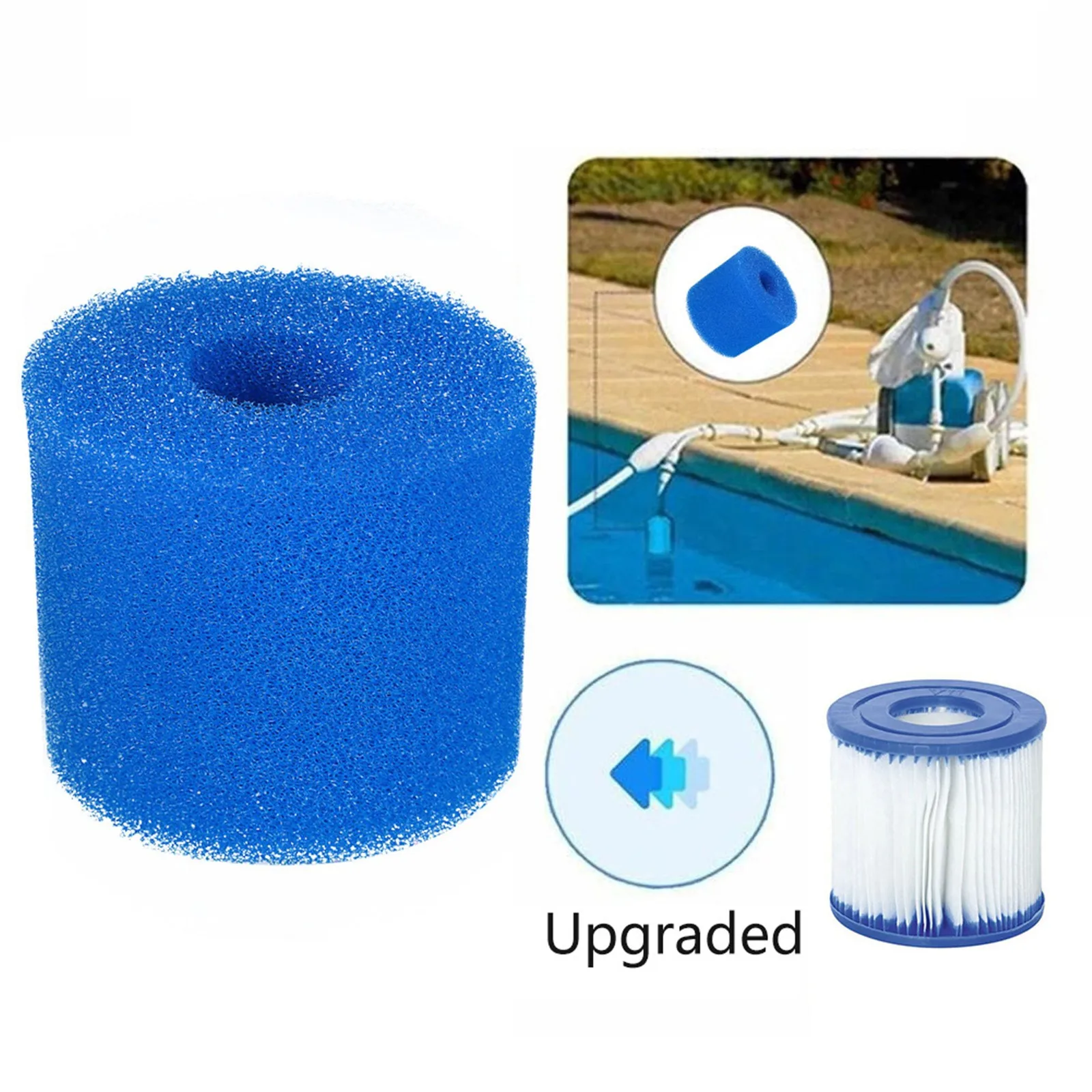 

2PC Washable Sponge Foam Cartridge Suitable Pool Reusable Foam Filter