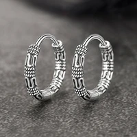 vintage ethnic wave pattern hoop earrings small ancient silver color huggies charming earring piercing accessory gifts for women