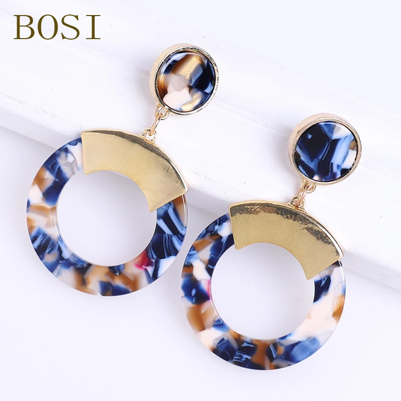 Серьги для женщин, акриловые, Boho, ацетат, висячие серьги, модные, большие, богемные, аксессуары, геометрические, Роскошные, трендовые, для лица
