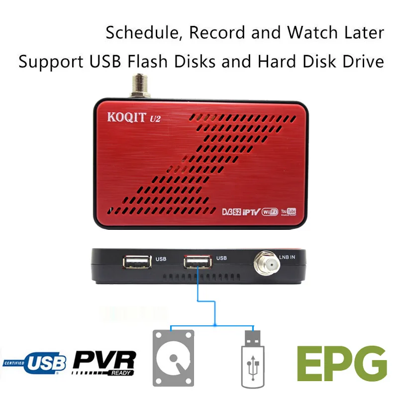 Koqit U2 DVB-S2 декодер рецепторов ТВ тюнер DVB S2 wifi/RJ45 скам/Newcam спутниковый ресивер IP ТВ комбо Youtube Biss Vu HD tv Box