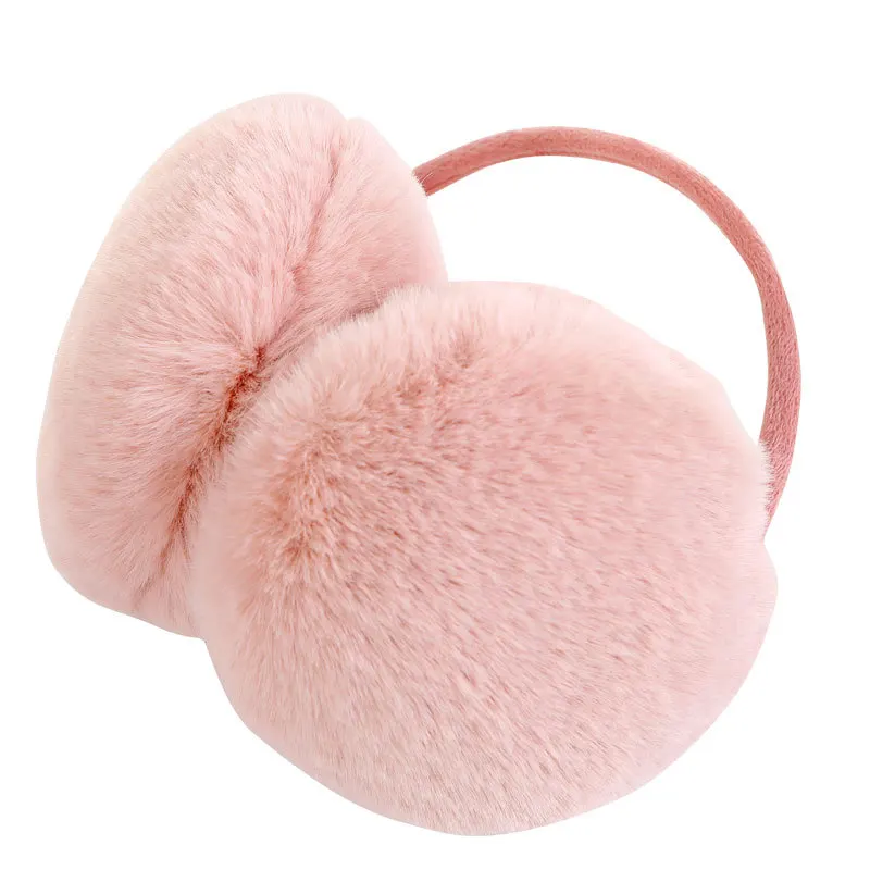 

Fashion lady card rabbit fur earmuffs Dai Jiahou big ears after simple pure color bag warm plush earmuffs