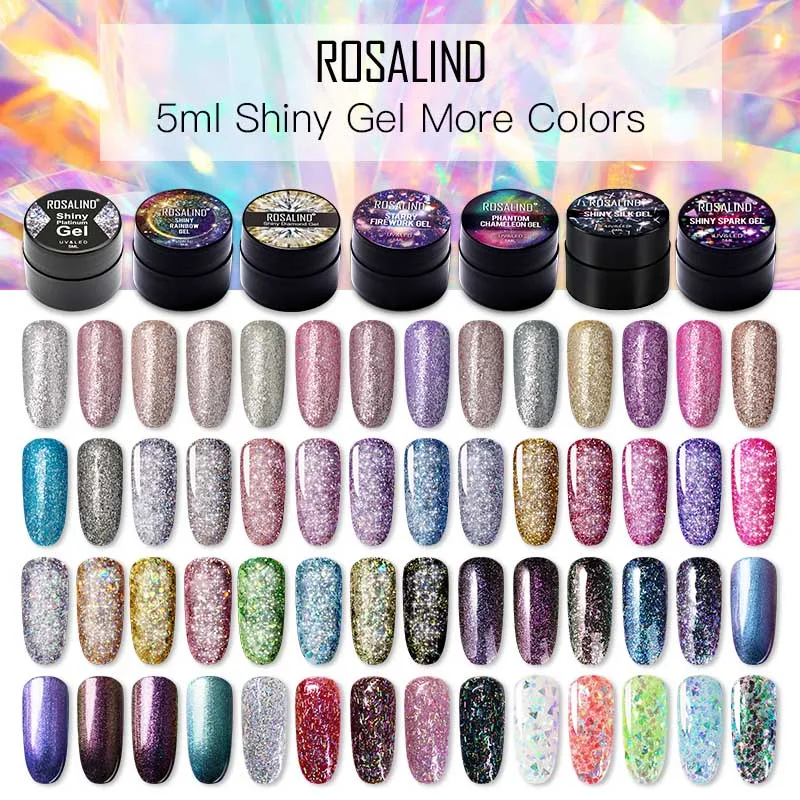 

ROSALIND 5ml Gel Nail Polish Shiny Rainbow Glitter Painting Nail Art Design Vernis Semi Permanent Polish Gel Top Coat Manicure