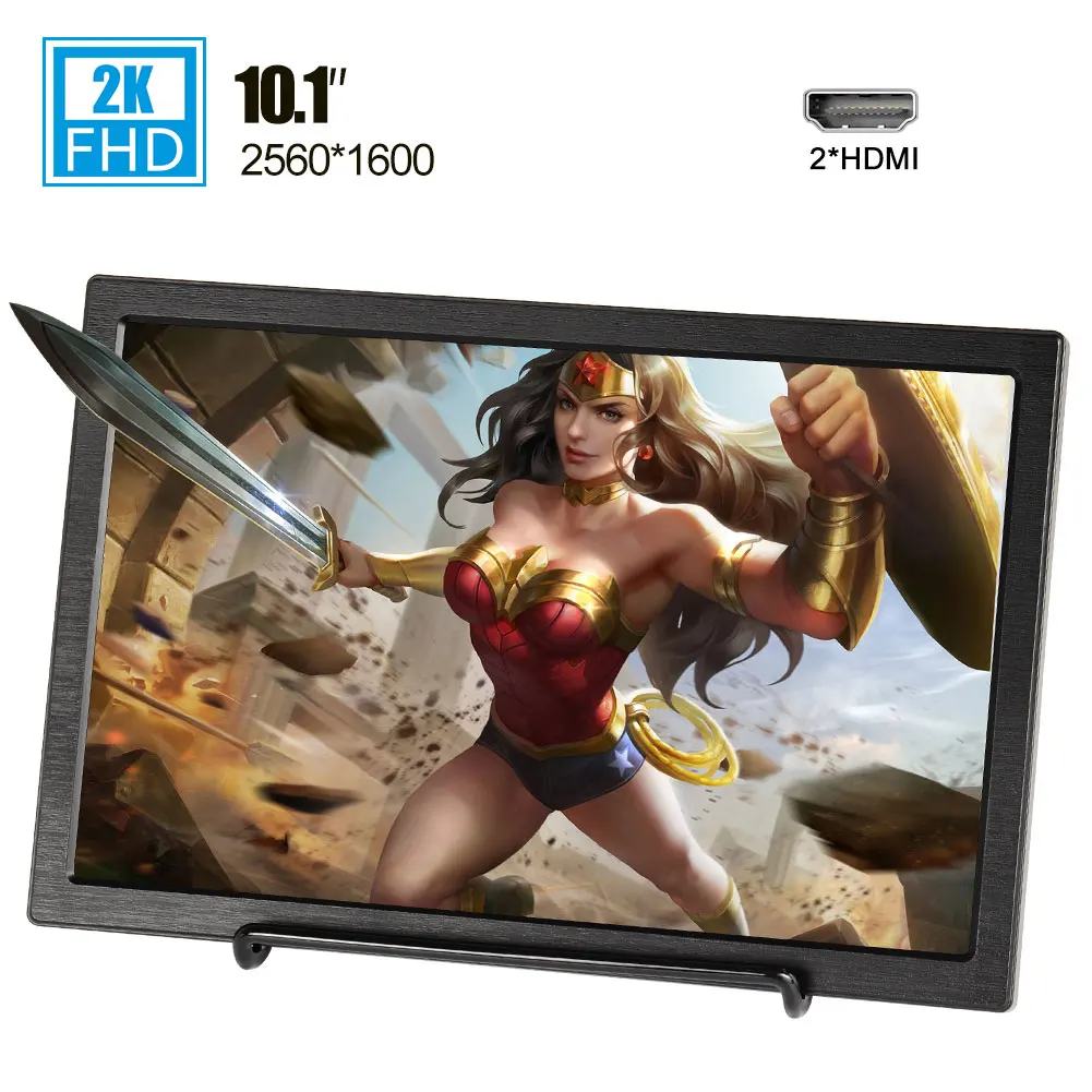 10 1 дюймов 2560x1600 портативный монитор ips экран 2k дисплей с металлической подставкой
