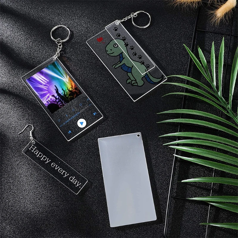 Acrylic Keychain Blanks with Key Rings Rectangle Clear Discs Charms Transparent Circles Set for DIY Projects Crafts | Украшения и