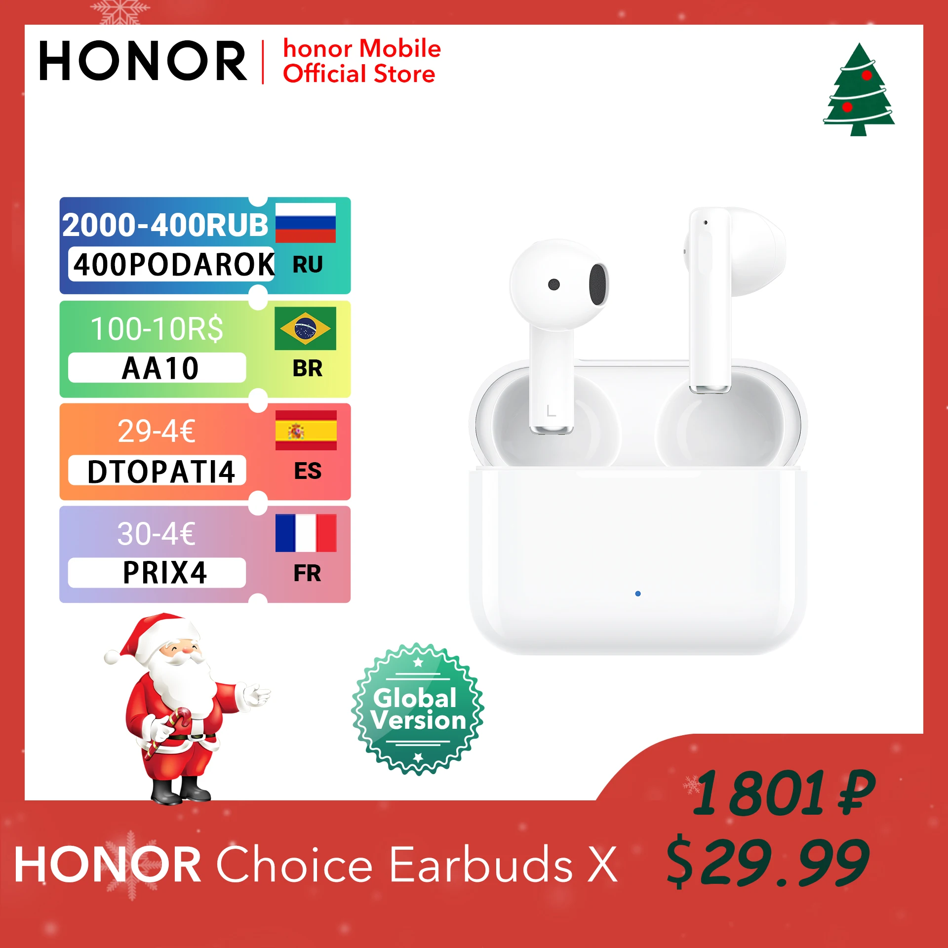  Глобальная версия HONOR Choice Earbuds X TWS Bluetooth 5.2 28 часов долгого времени автономной работы Наушники с двумя микрофонами и шумом 