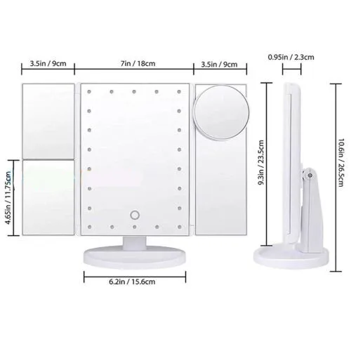 Косметическое зеркало для макияжа с 22 светодиодный увеличение 2x/3x/10x тройного