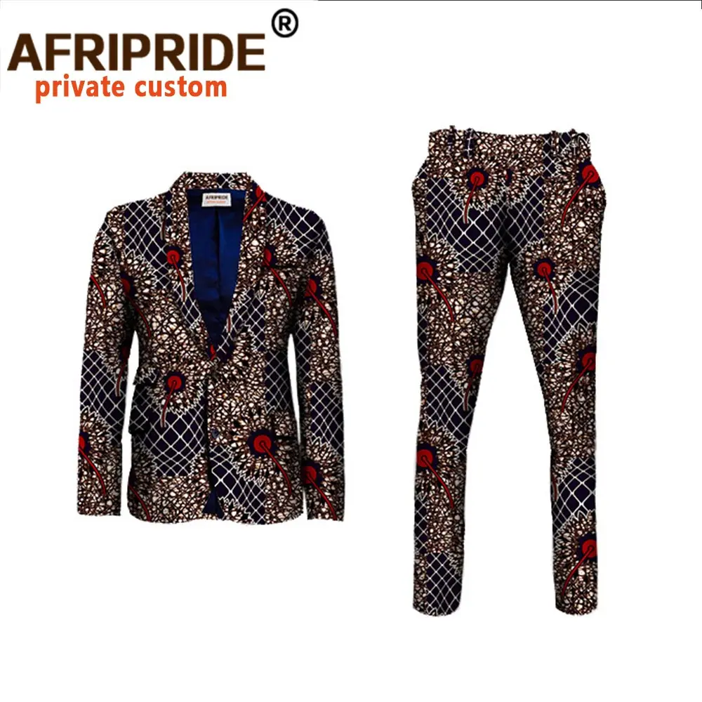 2020 African clothes for men slim fitted formal suits jacket+pant 2-pieces setswedding work place business AFRIPRIDE A731605