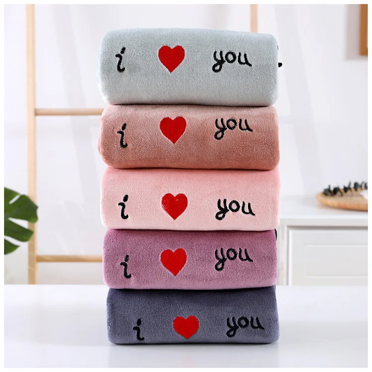 

I LOVE YOU Embroidered Couple Bath Towel Water Absorption Large Bath Towel Household bathroom towels Bath Towel Home Textile