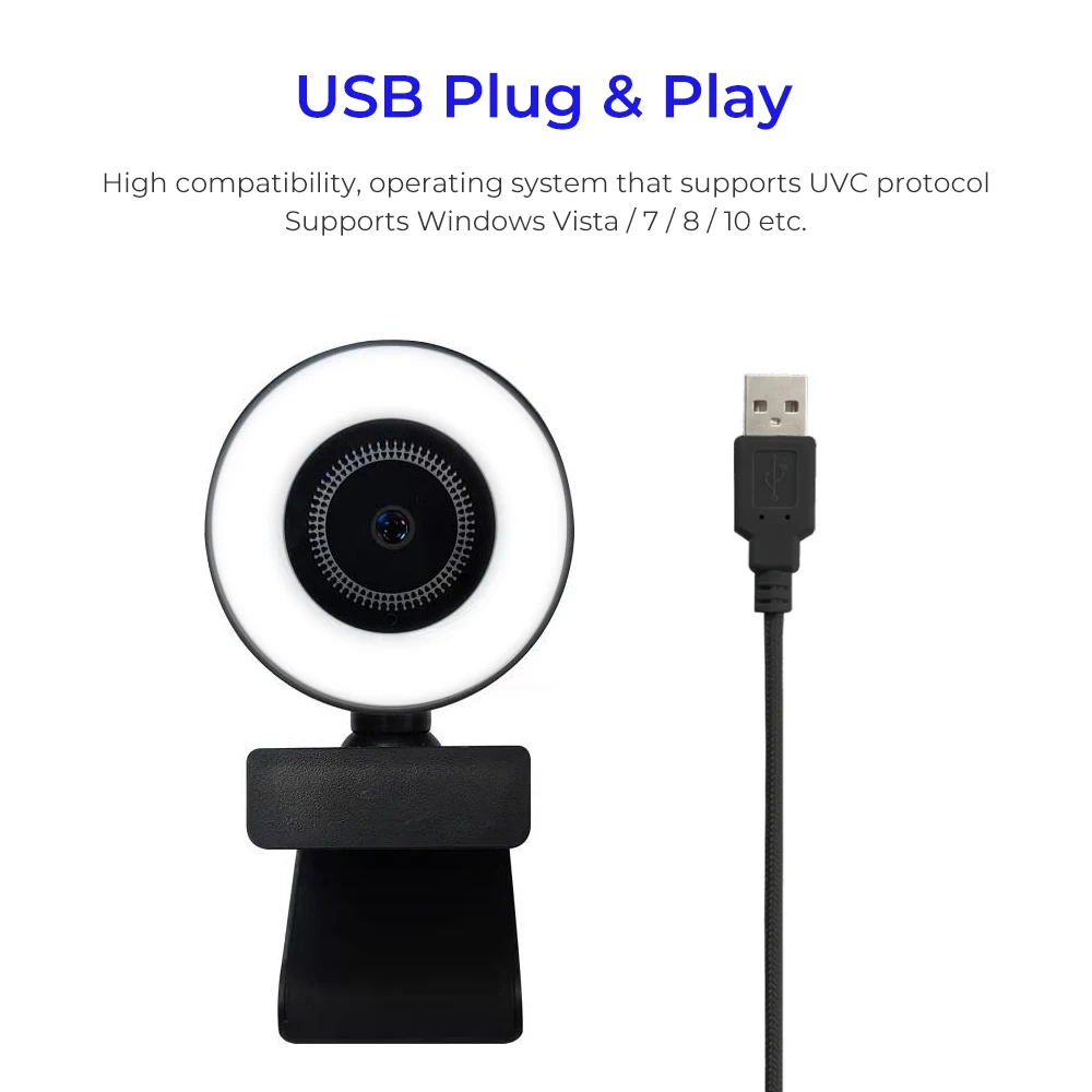 

Webcam 1080P Full HD 2K with Fill Light Web Camera with Microphone For PC Laptop Auto Focus 1080P USB Cameras for Youtube Live