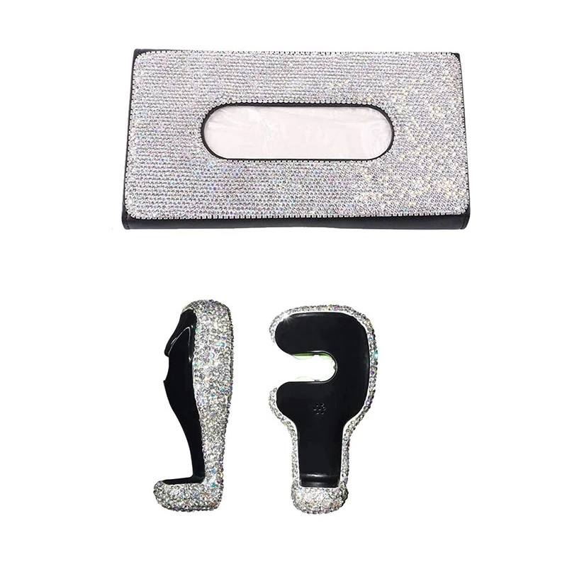 

Блестящий держатель для салфеток на автомобильный козырек, кожаный Кристальный солнцезащитный козырек, бумажный чехол и блестящий держате...